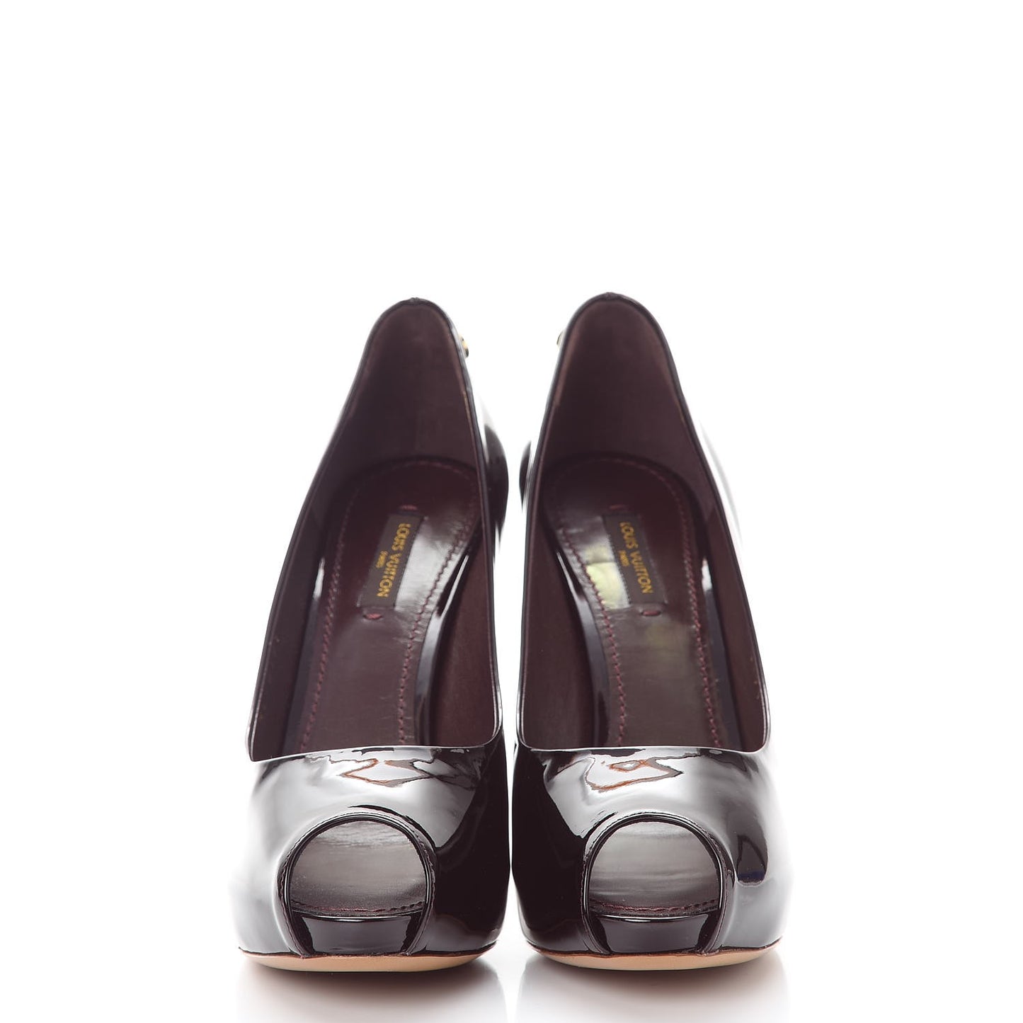 Patent Calfskin Oh Really Peep Toe Pumps 38 Amarante