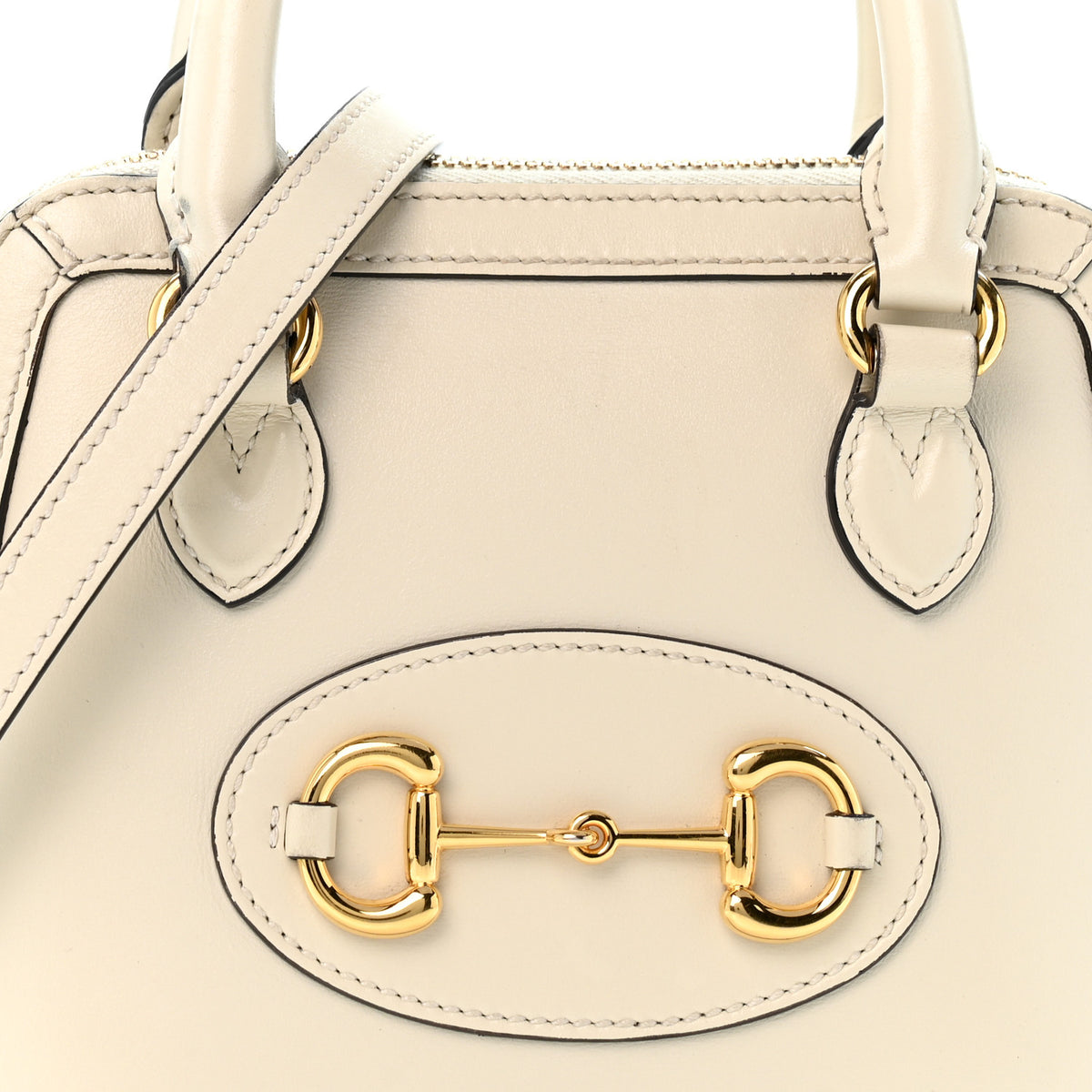 Boarded Plutone Calfskin Mini Horsebit 1955 Top Handle Bag Mystic White