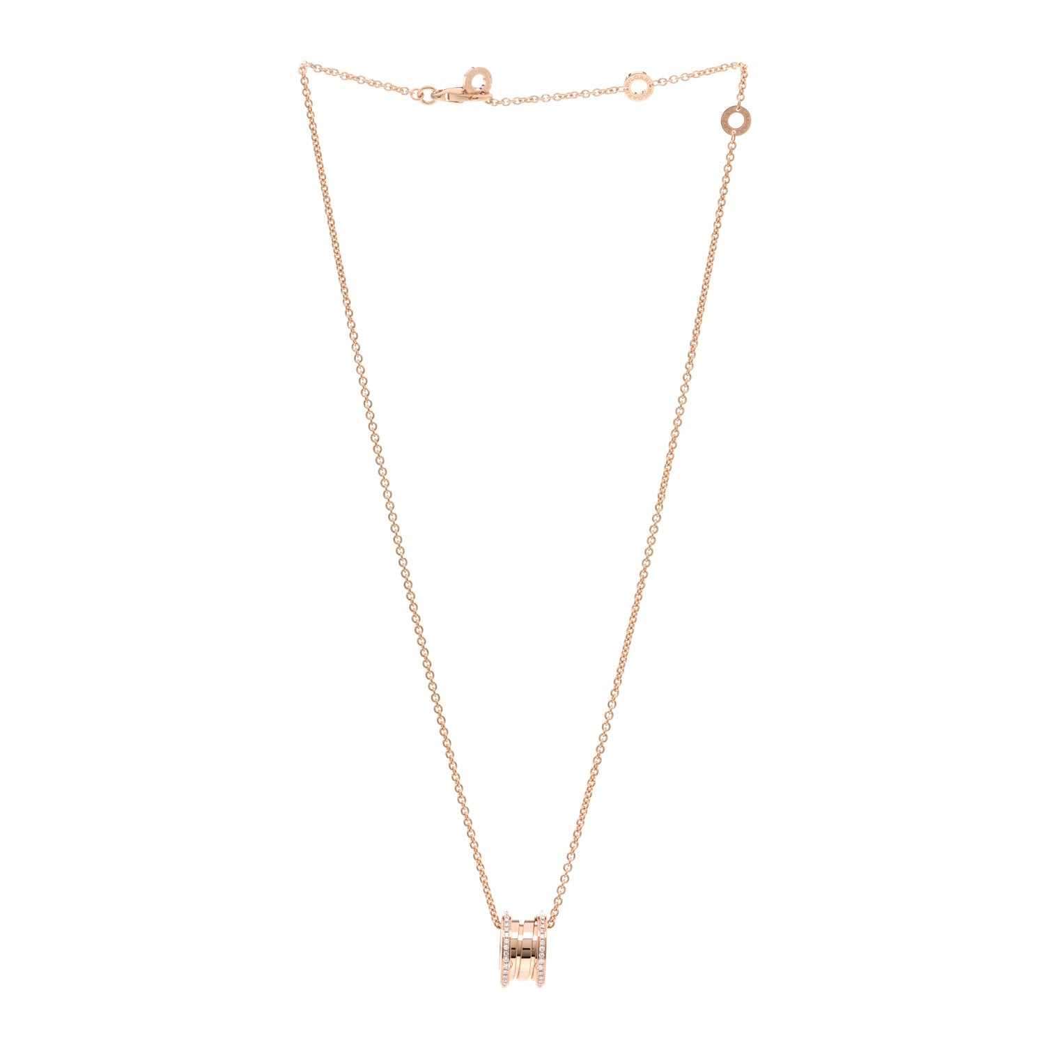 Bulgari 18K Rose Gold Diamond B.Zero1 Pendant Necklace 3 of 5