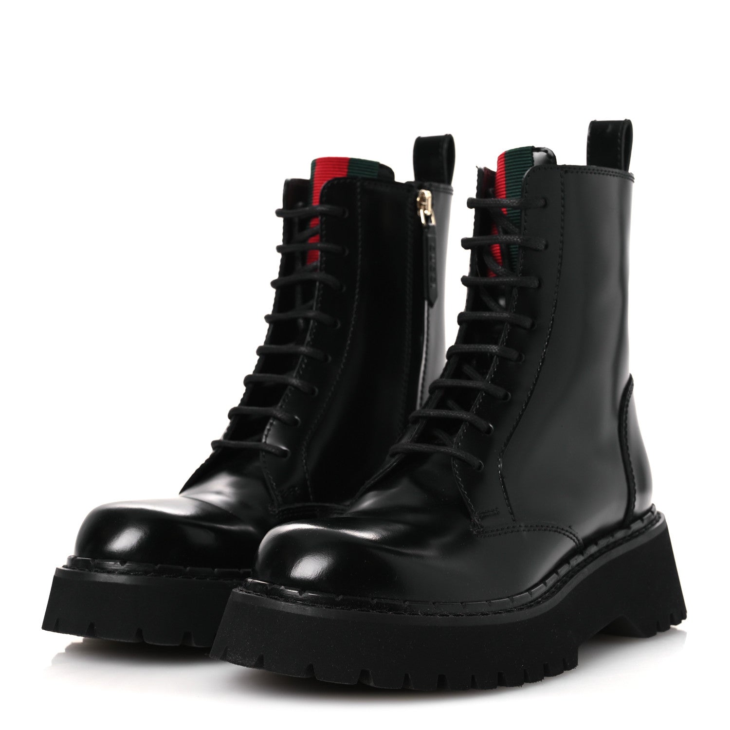Gucci Spice Lux Nappa Web Combat Boots 36 Black 7 of 22