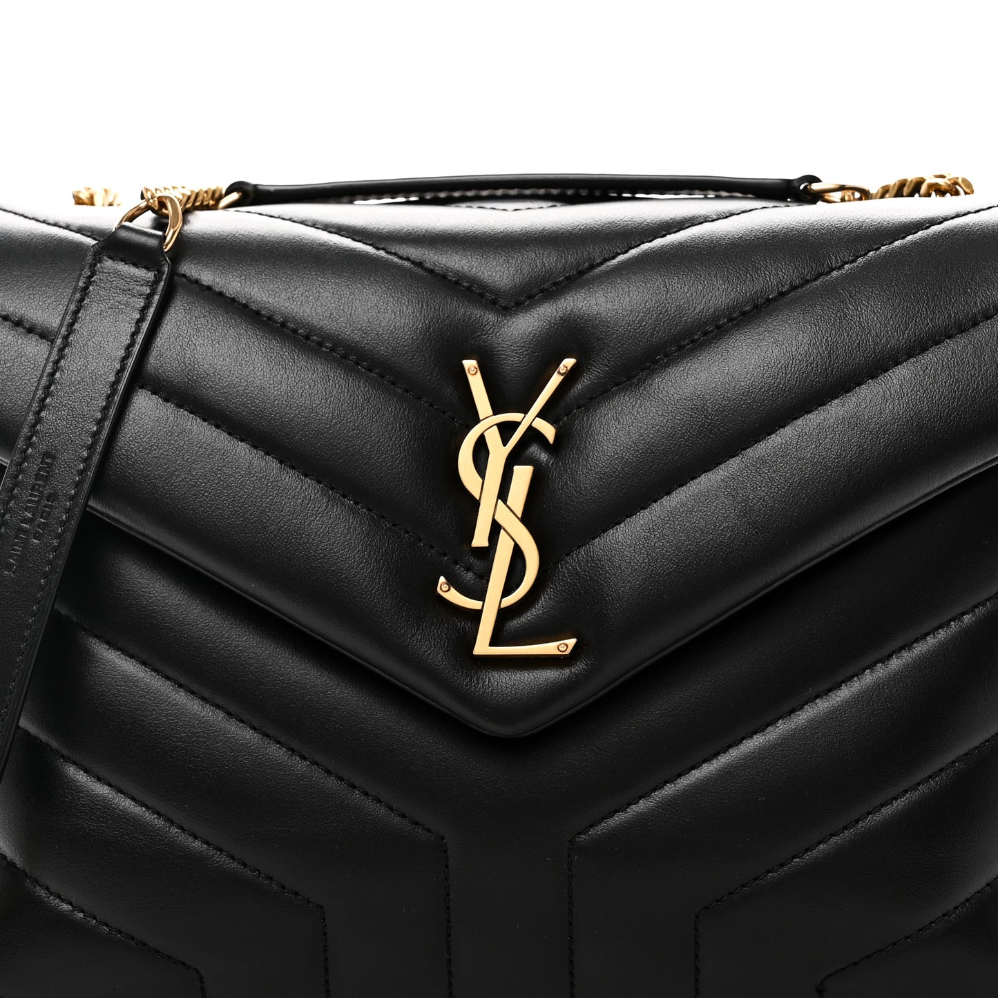 Calfskin Y Quilted Monogram Small Loulou Chain Satchel Black
