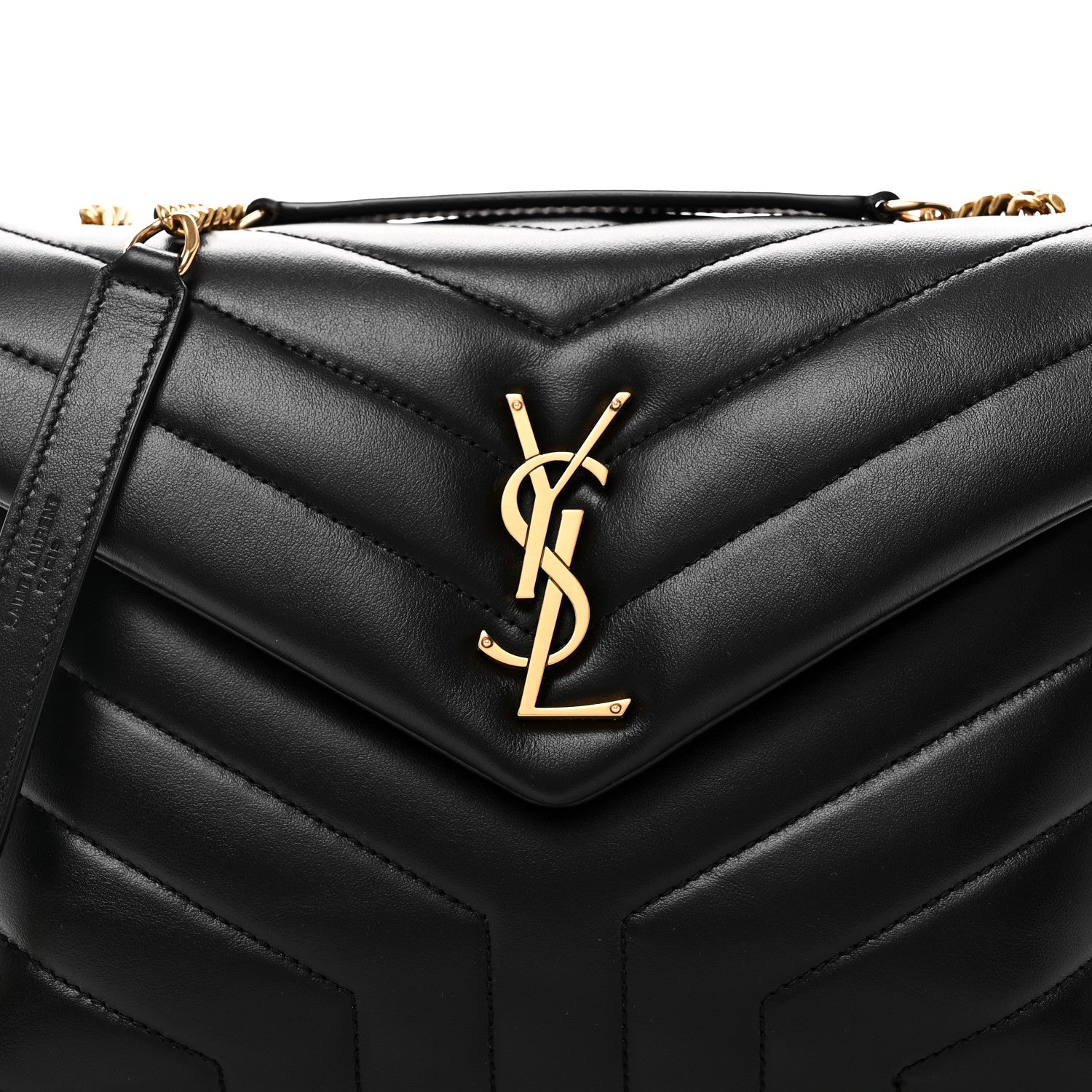 Saint Laurent Calfskin Y Quilted Monogram Small Loulou Chain Satchel Black 8 of 11