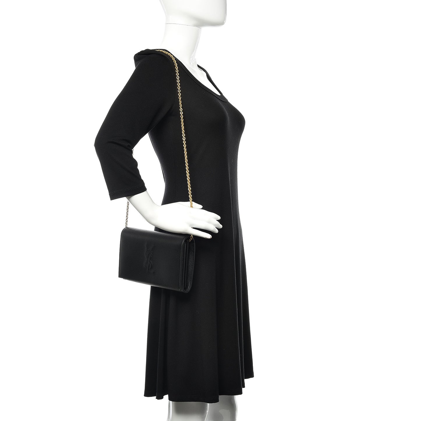 Calfskin Monogram Belle de Jour Chain Clutch Black