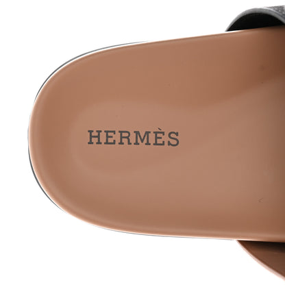 Hermes Suede Goatskin Womens Chypre Sandals 37.5 Rose Perle Black 7 of 10