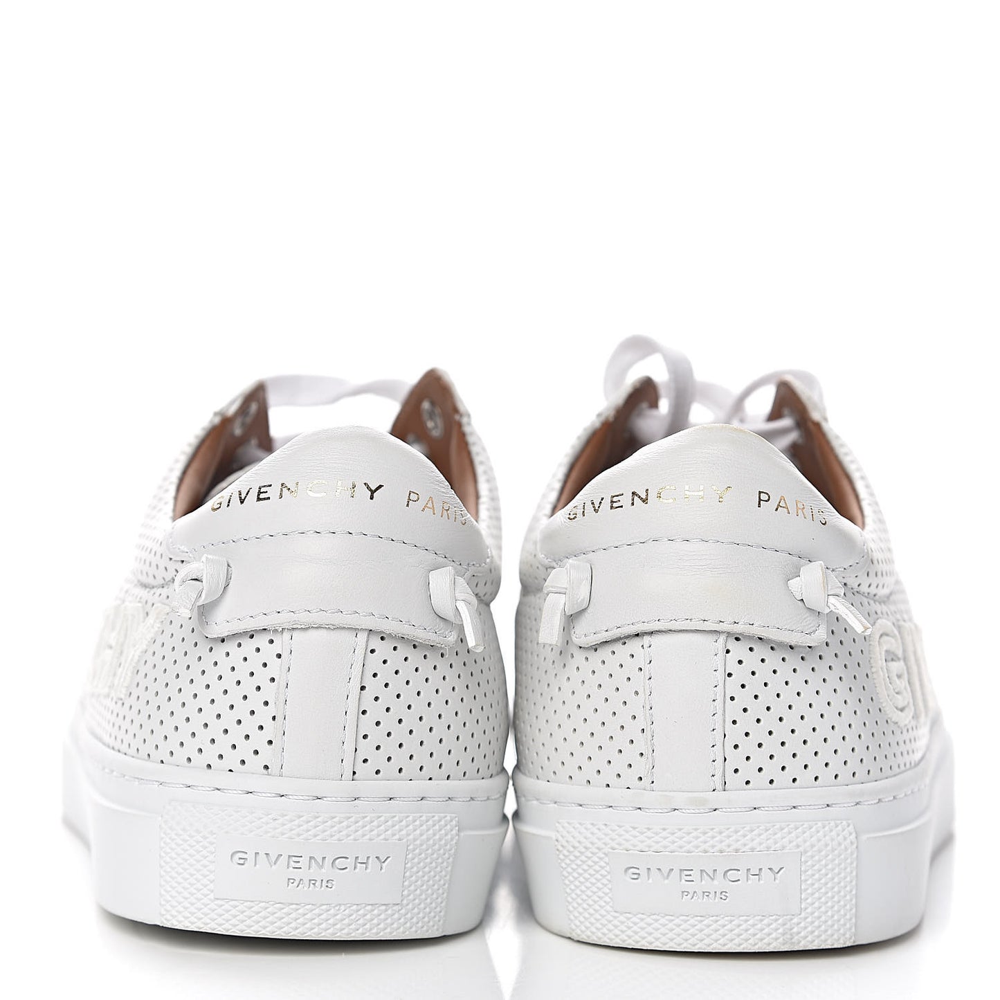 Calfskin Perforated Womens Urban Street Sneakers 37.5 White