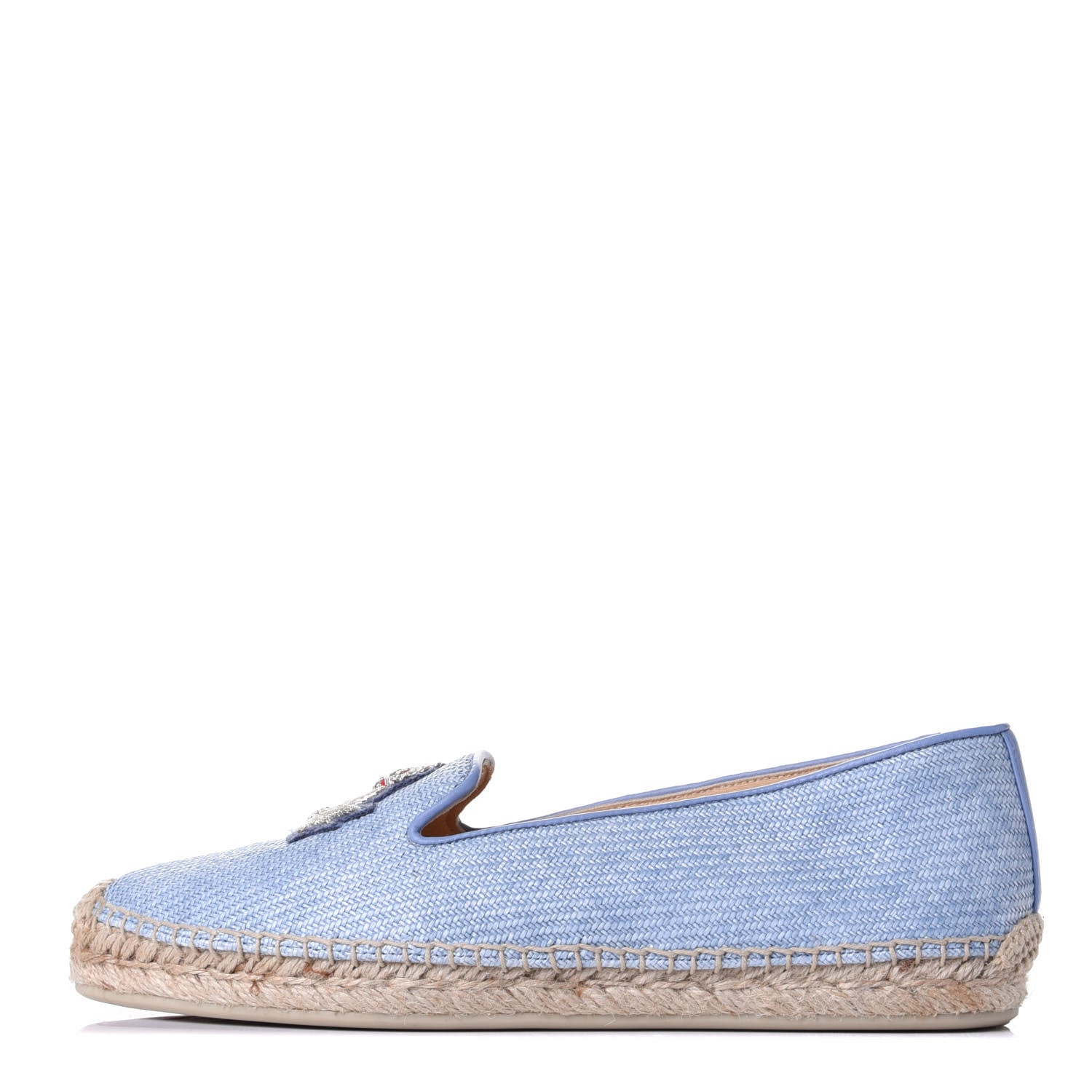 Christian Louboutin Woven Canvas Appliquéd Nanou Orlato Donna Flat Espadrilles 39 Jeans 1 of 11