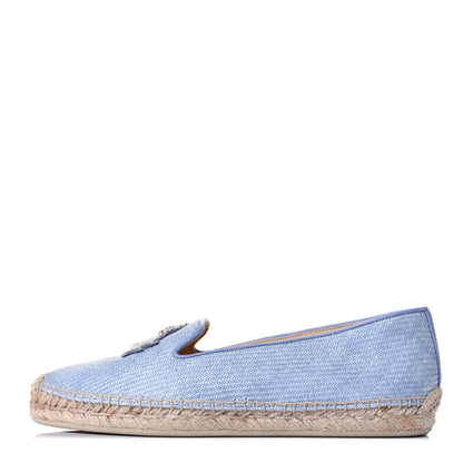Christian Louboutin Woven Canvas Appliquéd Nanou Orlato Donna Flat Espadrilles 39 Jeans 1 of 11