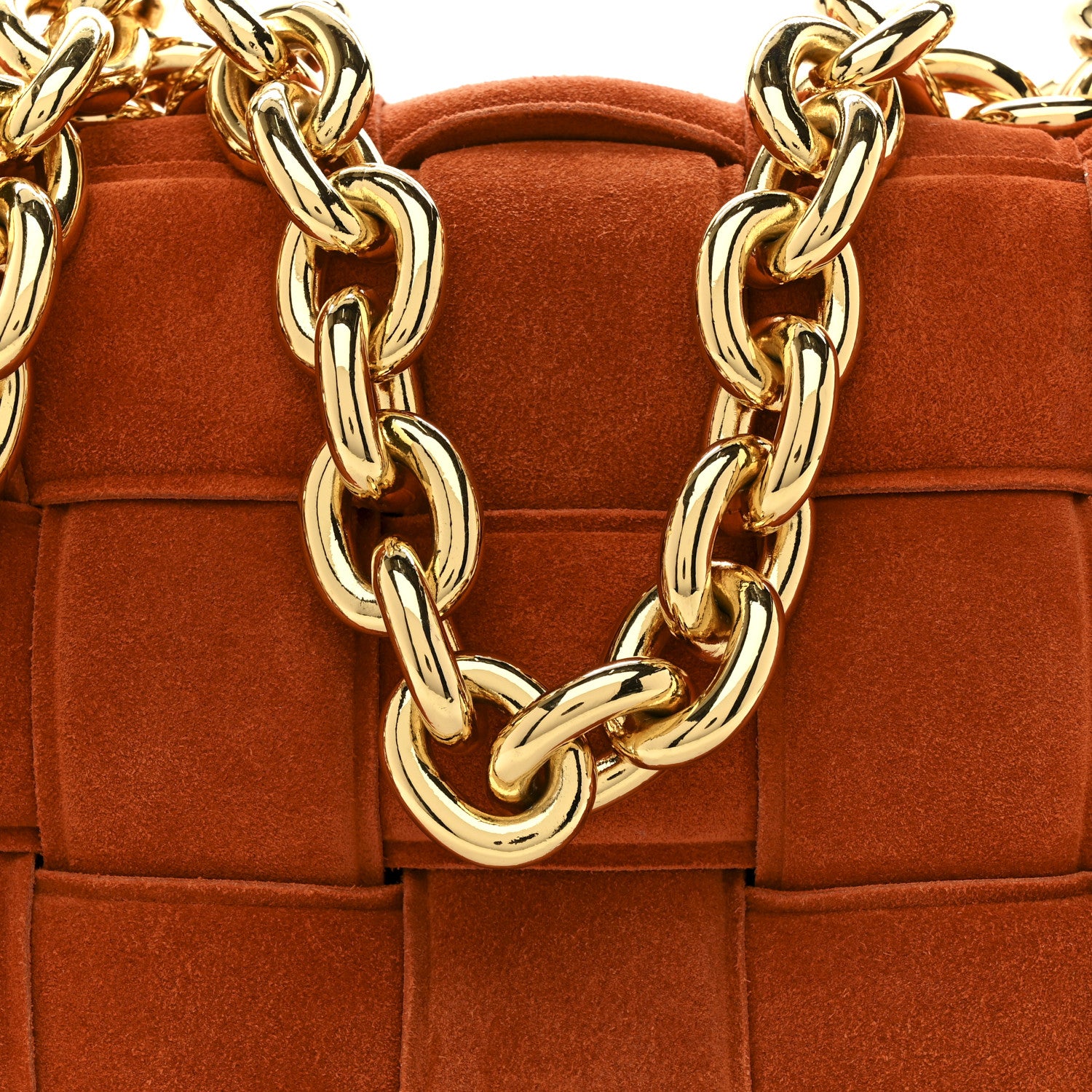 Bottega Veneta Suede Maxi Intrecciato Padded Chain Cassette Crossbody Bag Maple 8 of 10