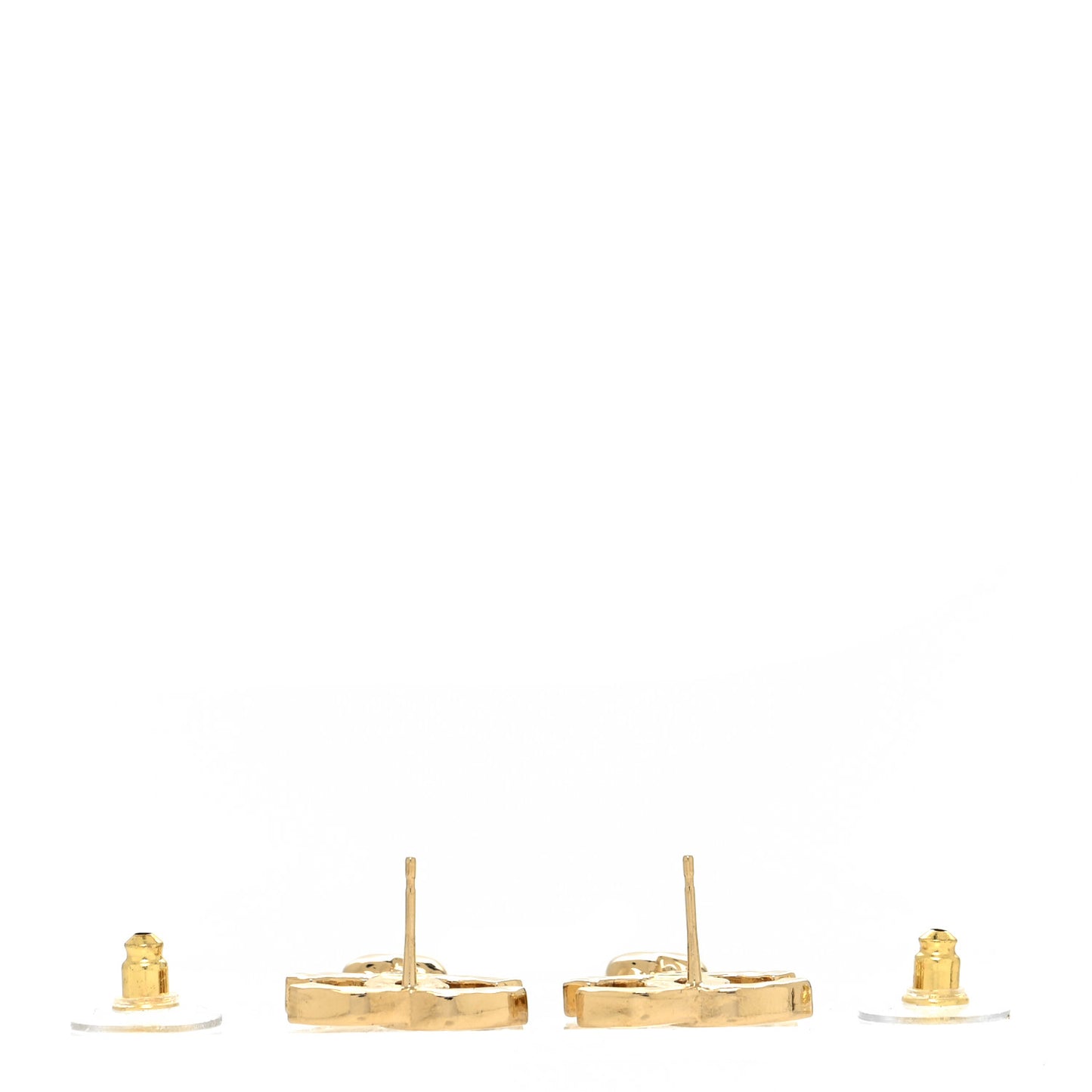 Metal Crystal CC Heart Drop Earrings Gold