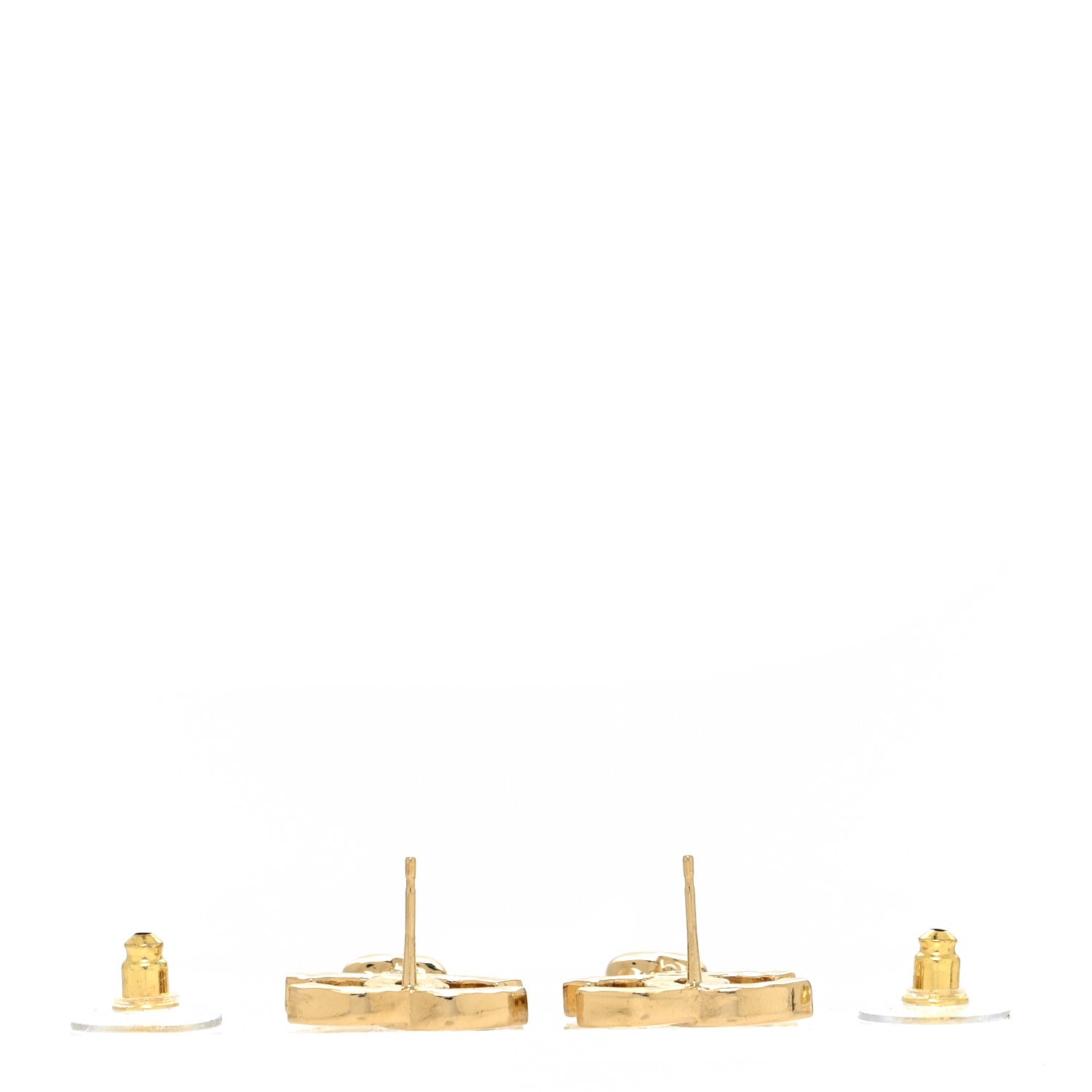 Chanel Metal Crystal CC Heart Drop Earrings Gold 3 of 4