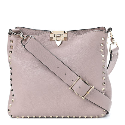 Valentino Garavani Pebbled Calfskin Small Rockstud Flip-Lock Messenger Bag Poudre 1 of 10