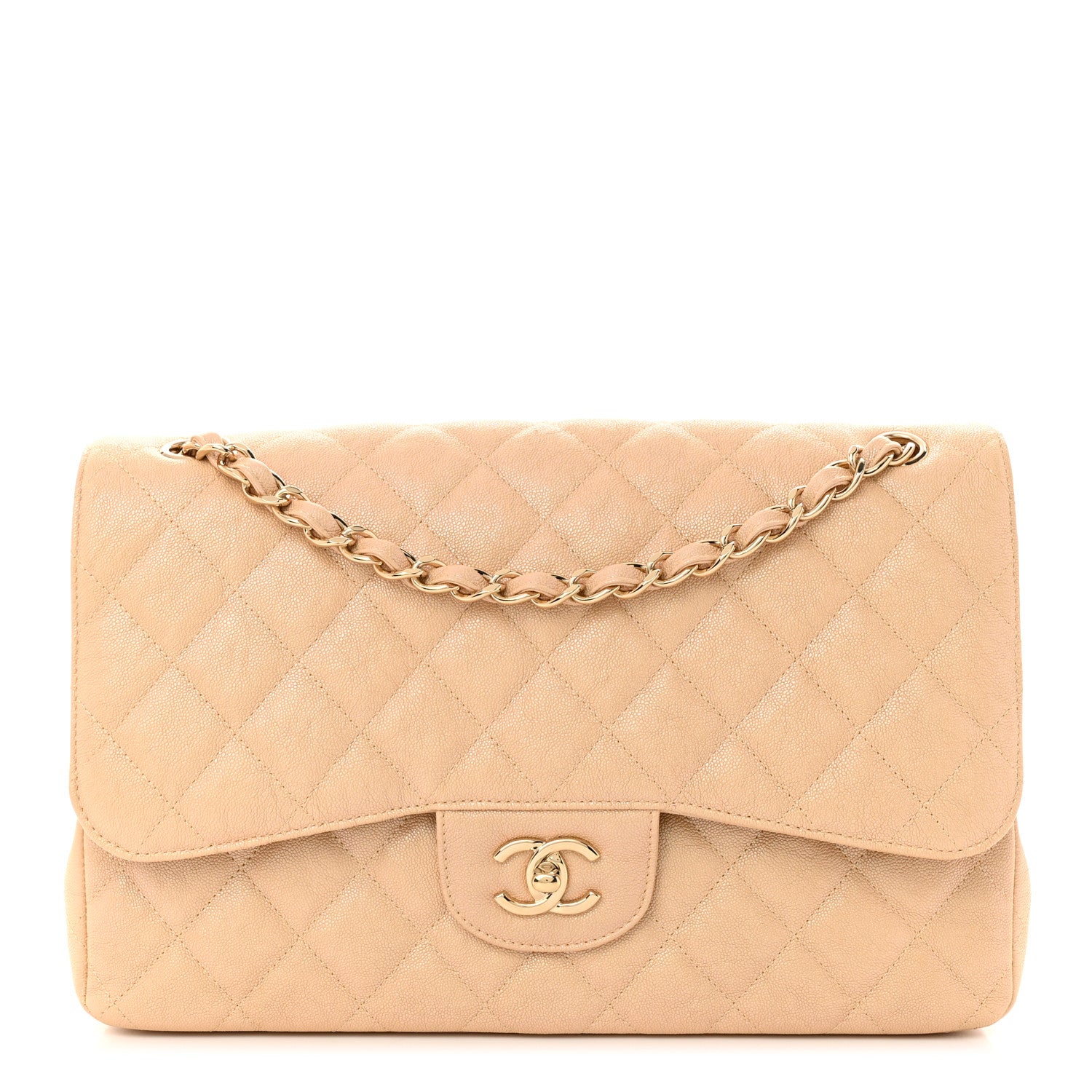 Chanel Iridescent Caviar Quilted Jumbo Double Flap Beige 1 of 10