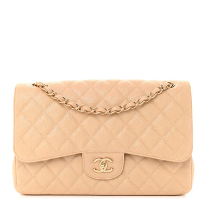 Chanel Iridescent Caviar Quilted Jumbo Double Flap Beige 1 of 10