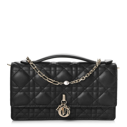 Christian Dior Lambskin Lady Dior Top Handle Clutch Black 1 of 9