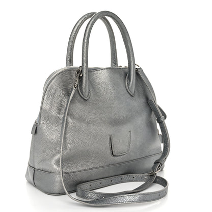 Balenciaga Metallic Calfskin LED Logo Projector Top Handle Bag Silver 3 of 14