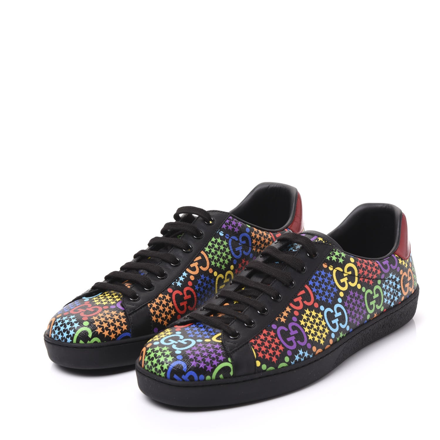 Gucci GG Supreme Monogram Psychedelic Mens Ace Sneakers 10.5 Black Multicolor 2 of 7