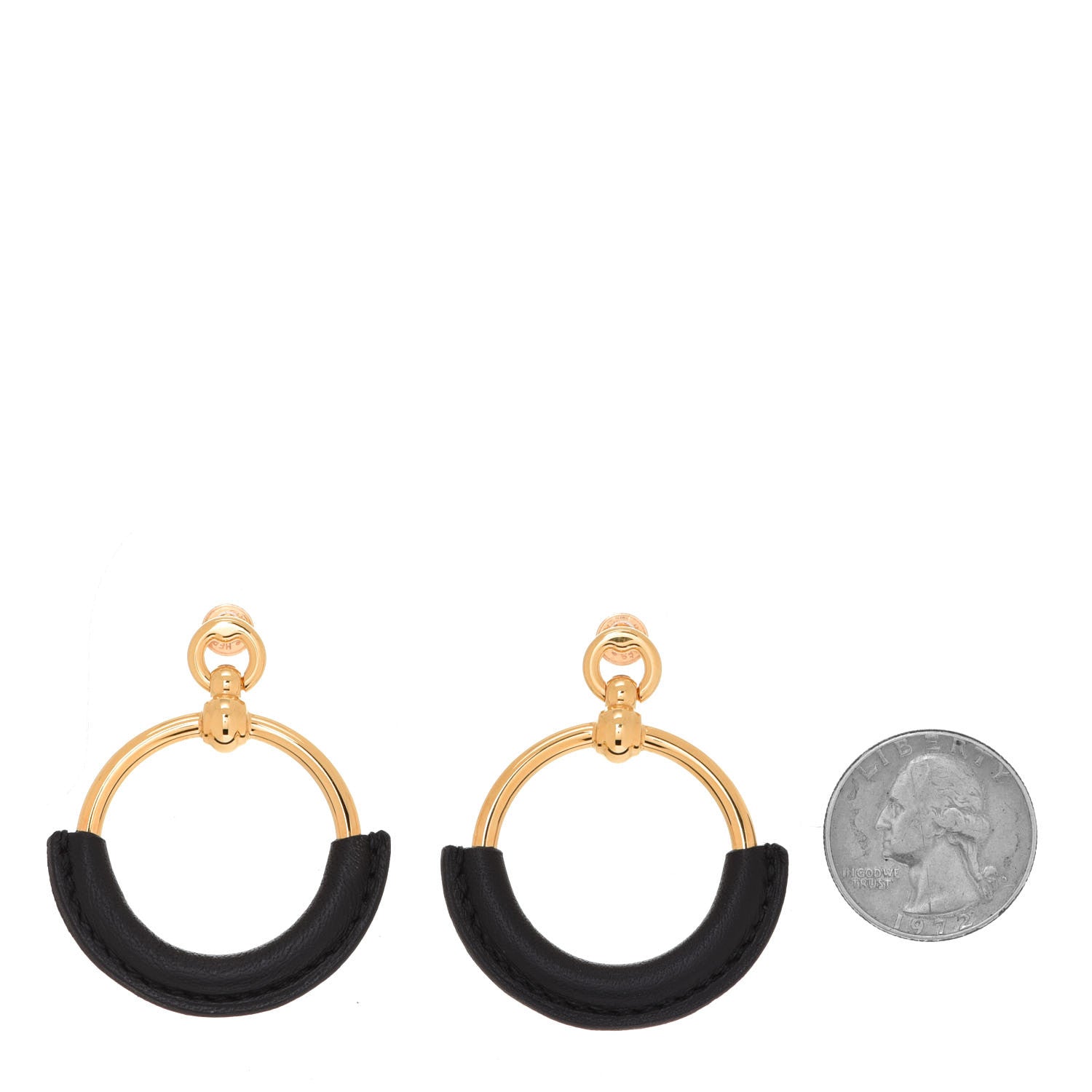 Hermes Swift Loop Earrings Gold Black 2 of 6