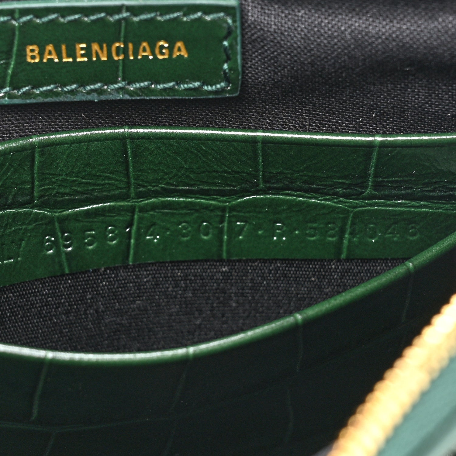 Balenciaga Extra Supple Calfskin Crocodile Embossed Mini Le Cagole Purse With Chain Forest Green 8 of 10