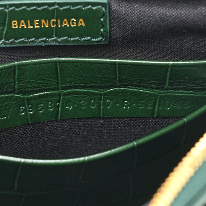 Balenciaga Extra Supple Calfskin Crocodile Embossed Mini Le Cagole Purse With Chain Forest Green 8 of 10