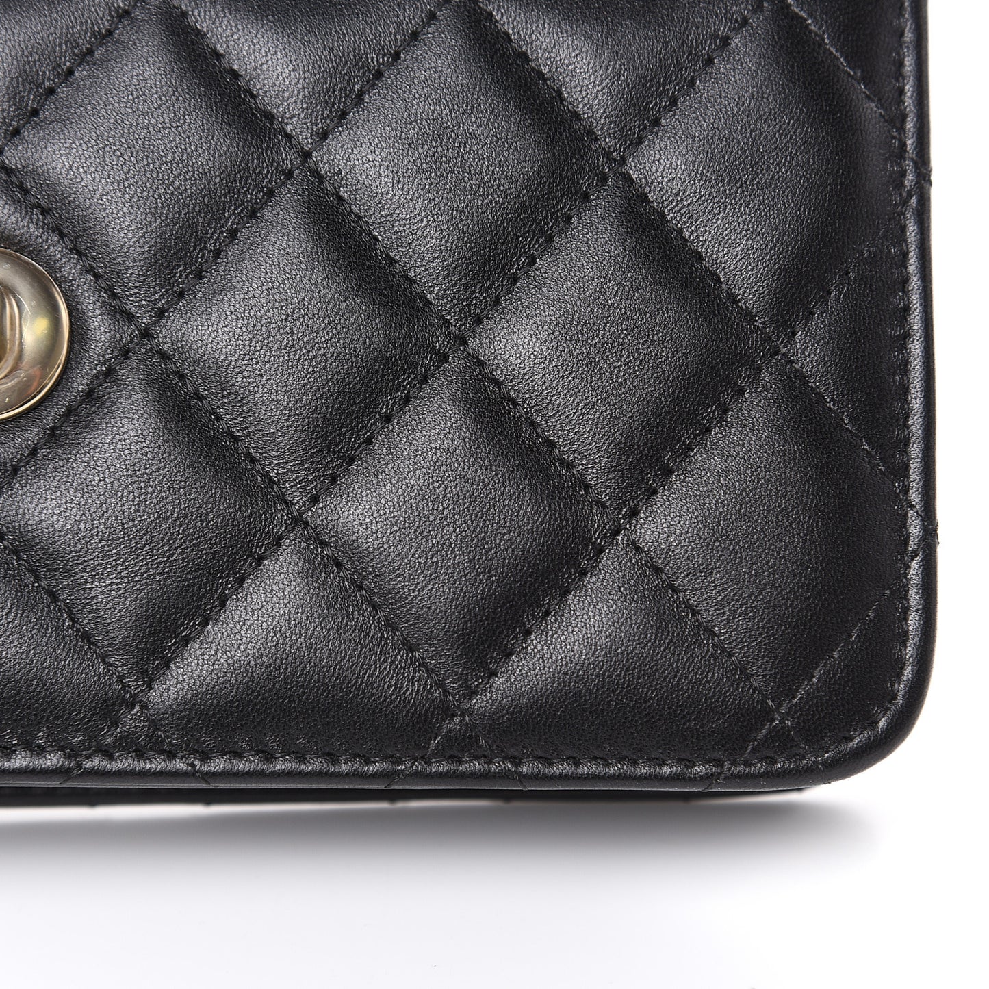 Lambskin Quilted Trendy CC Wallet On Chain WOC Black