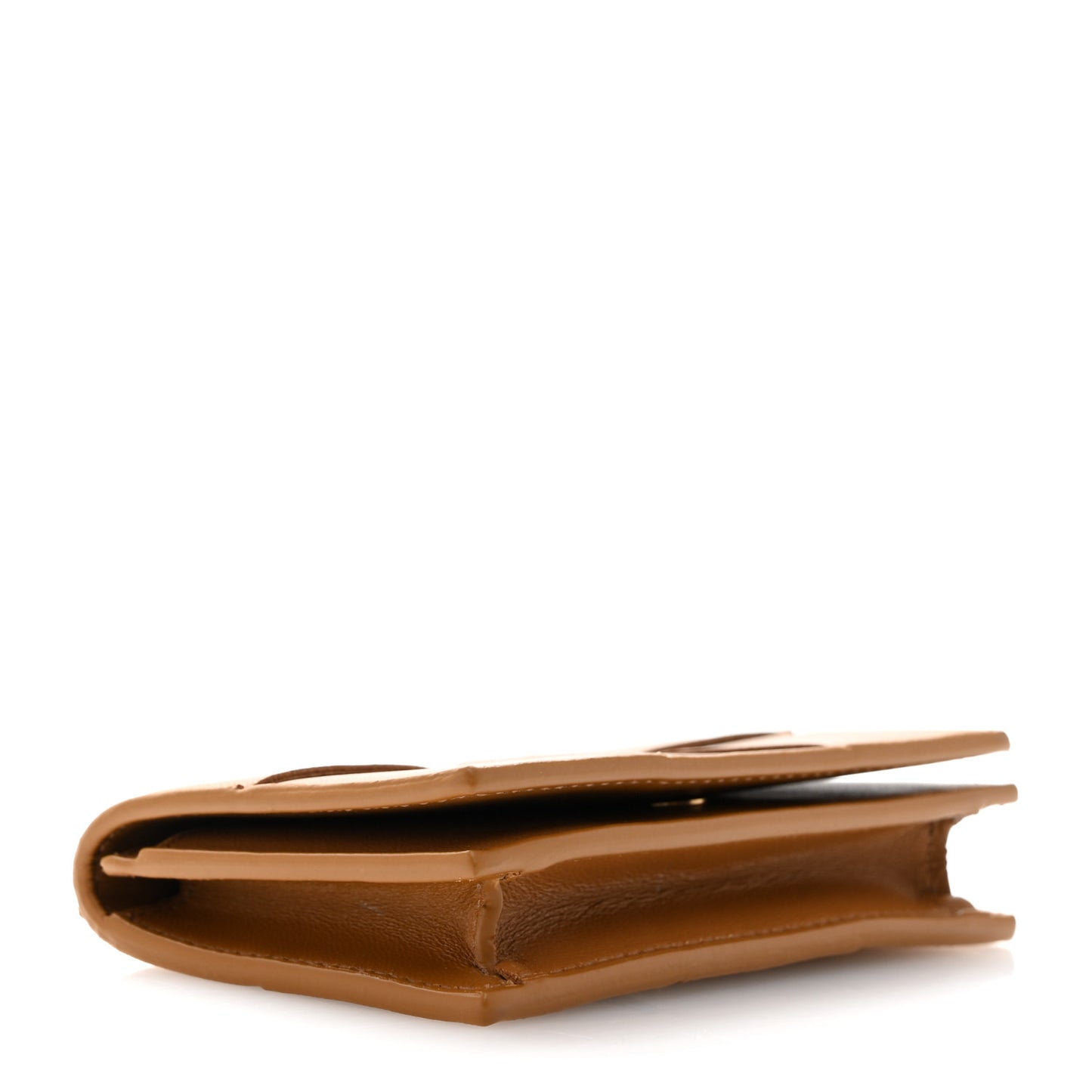 Nappa Maxi Intrecciato Card Holder Wallet Caramel
