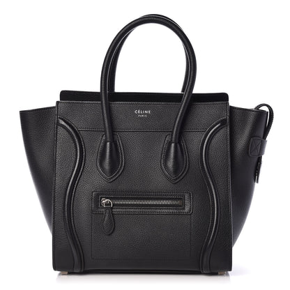 Celine Drummed Calfskin Micro Luggage Black 1 of 15