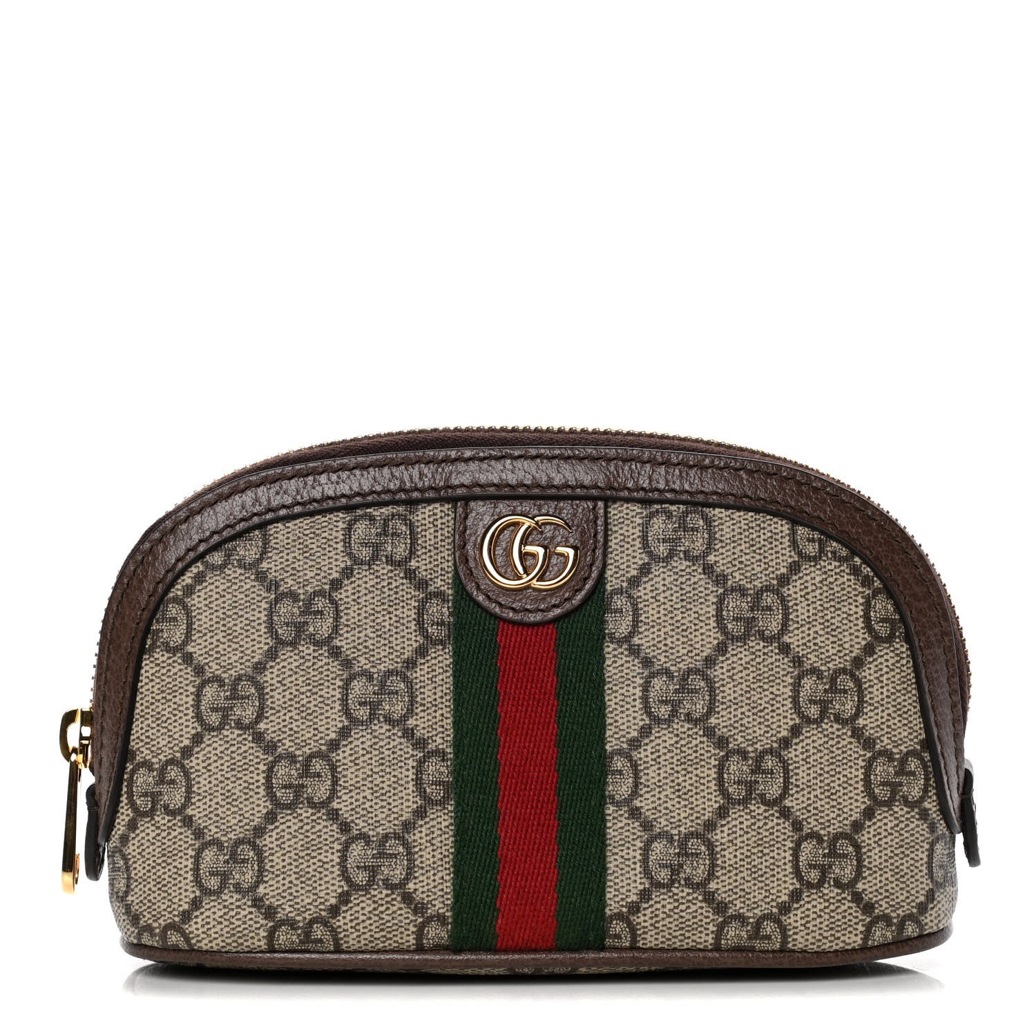 Gucci GG Supreme Monogram Textured Calfskin Web Medium Ophidia Cosmetic Case Beige Ebony New Acero 1 of 9