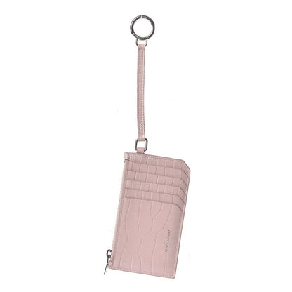 Saint Laurent Calfskin Crocodile Embossed 5 Fragments Zip Pouch Card Holder Rose Antic 9 of 13