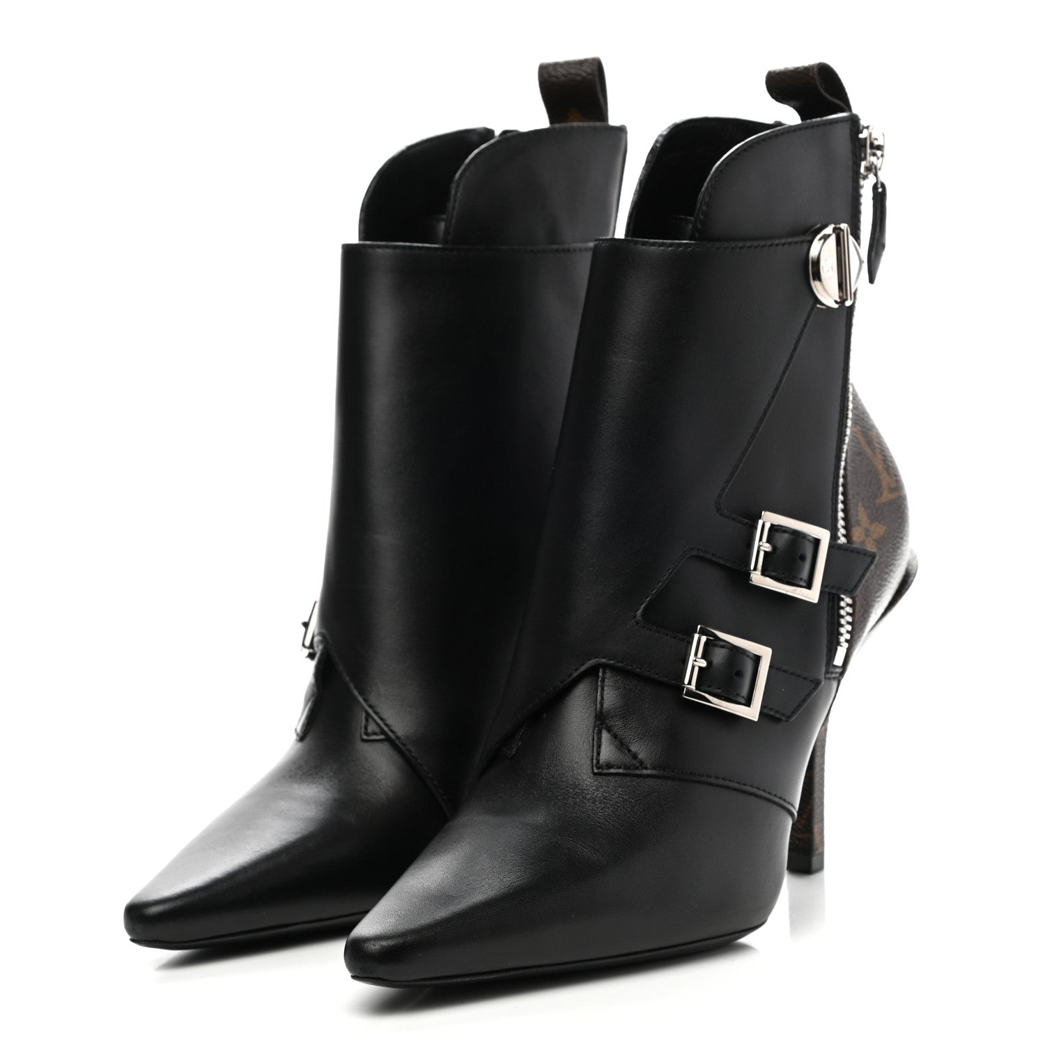 Louis Vuitton Calfskin Monogram Janet Ankle Boots 38 Black 3 of 8