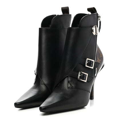 Louis Vuitton Calfskin Monogram Janet Ankle Boots 38 Black 3 of 8