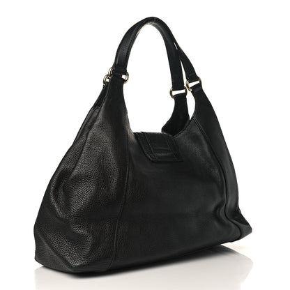 Gucci Pebbled Calfskin Medium Greenwich Shoulder Bag Black 3 of 9