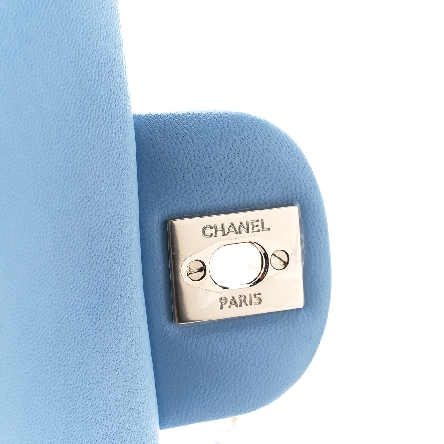Lambskin Quilted Mini Rectangular Flap Light Blue