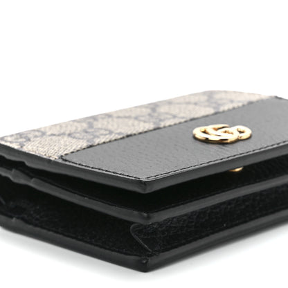 Gucci Dollar Calfskin GG Supreme Monogram GG Marmont Card Case Black Beige Ebony 9 of 11