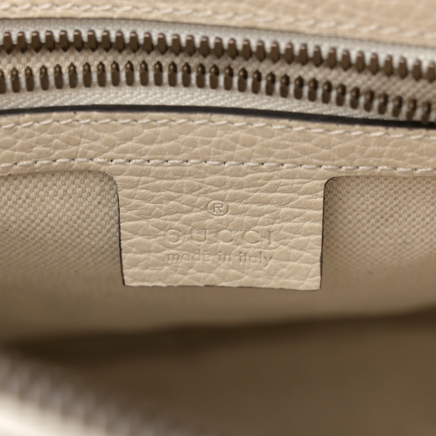 Grained Calfskin Logo Messenger Bag White