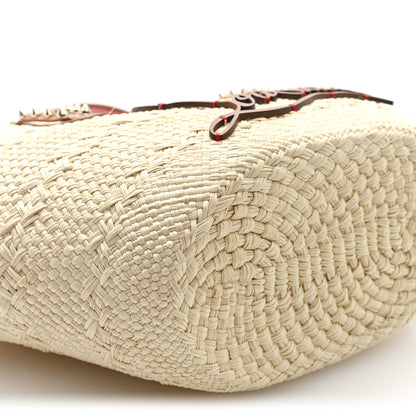 Christian Louboutin Calfskin Raffia Mini Cabata Tote Natural Cuoio 7 of 8