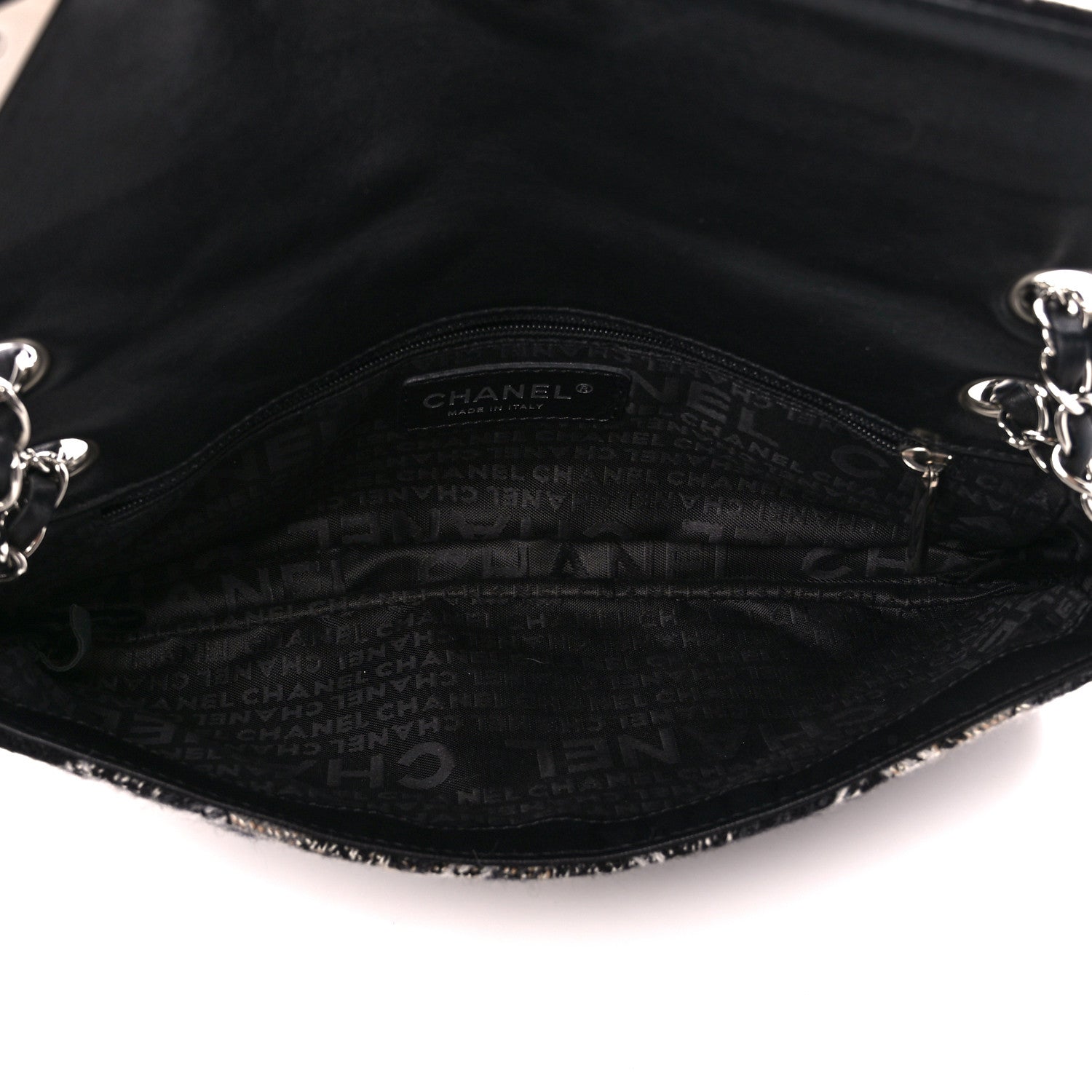 Chanel Tweed East West Flap Black White Beige 5 of 10