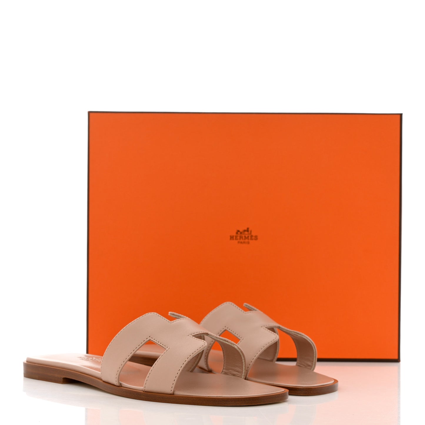 Box Calfskin Oran Sandals 37 Beige Nude