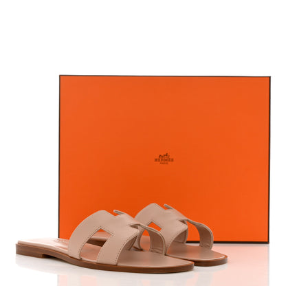 Hermes Box Calfskin Oran Sandals 37 Beige Nude 9 of 9