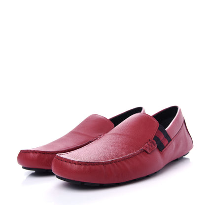 Gucci Calfskin Web Mens Driver Loafers 10 Red 3 of 10