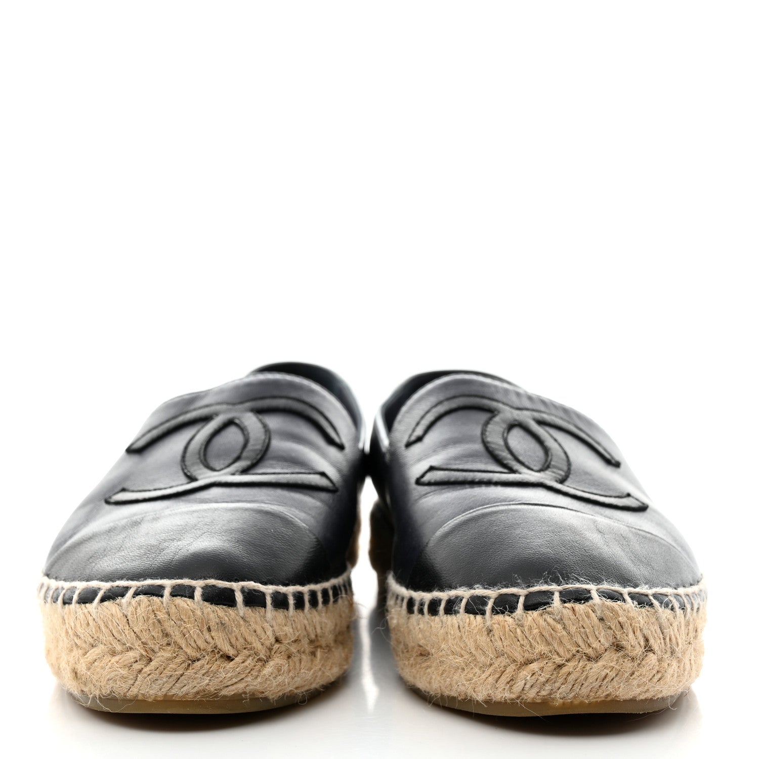 Chanel Lambskin CC Espadrilles 35 Navy Blue Dark Grey 2 of 8