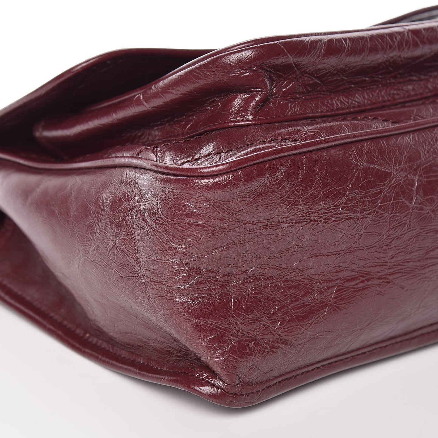 Crinkled Calfskin Matelasse Monogram Medium Niki Chain Satchel Burgundy