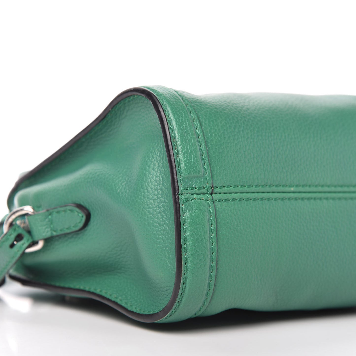 Pebbled Calfskin Small Skull Padlock Zip Around Tote Green