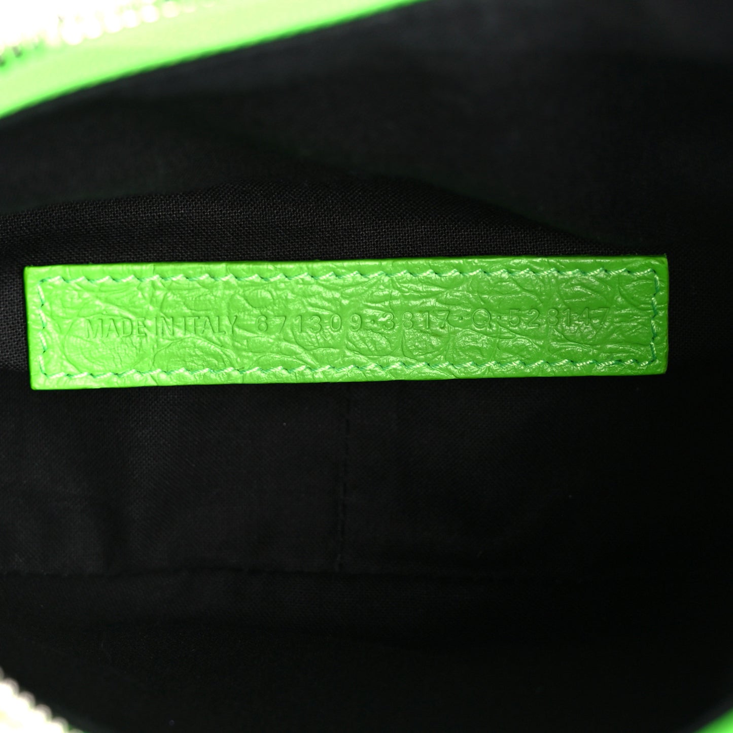 Extra Supple Calfskin Crocodile Embossed Le Cagole Shoulder Bag XS Acid Green