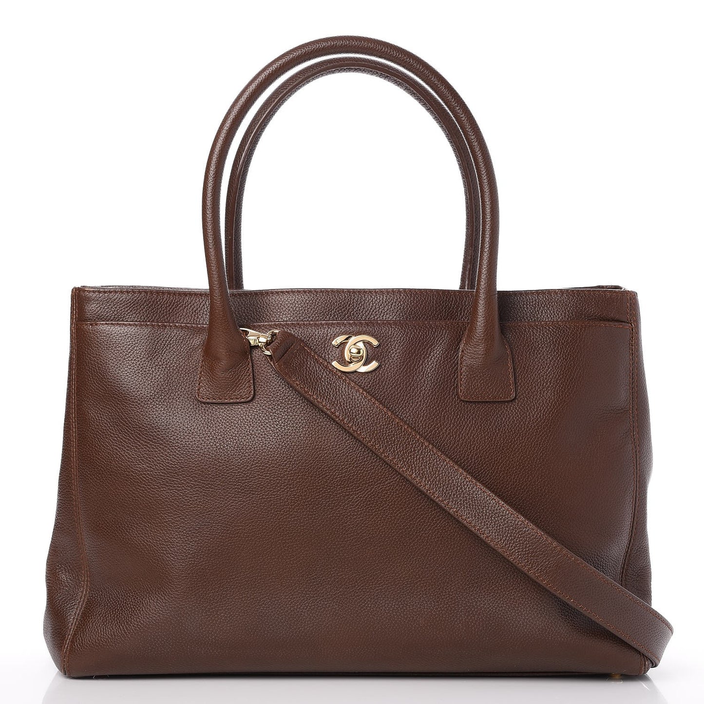 Calfskin Cerf Executive Shopper Tote Brown