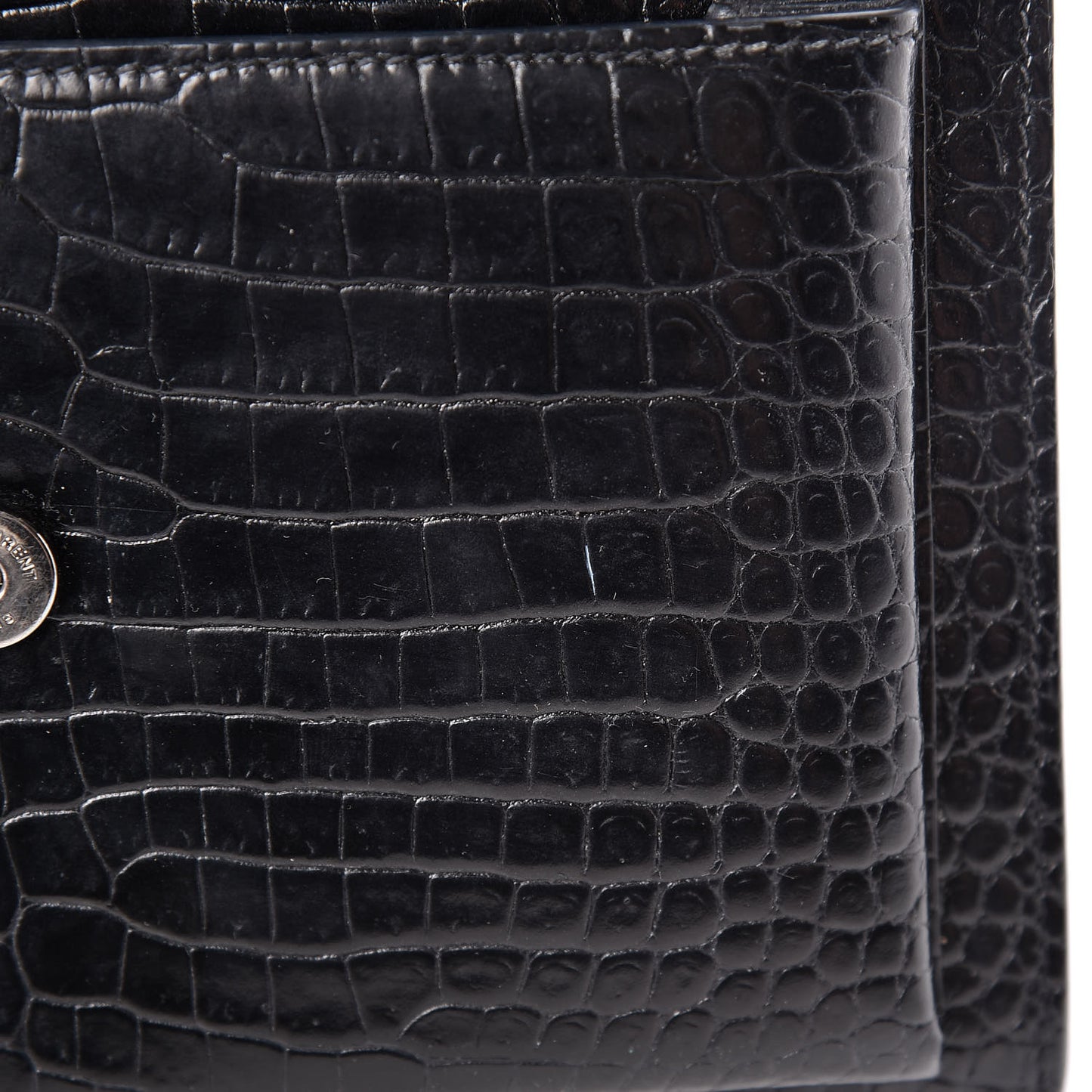Calfskin Crocodile Embossed Medium Monochrome Monogram Sunset Black