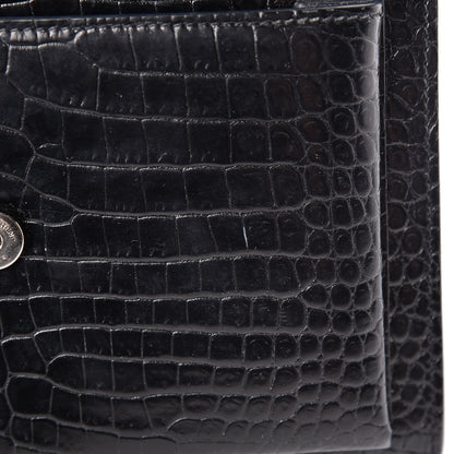 Saint Laurent Calfskin Crocodile Embossed Medium Monochrome Monogram Sunset Black 10 of 22