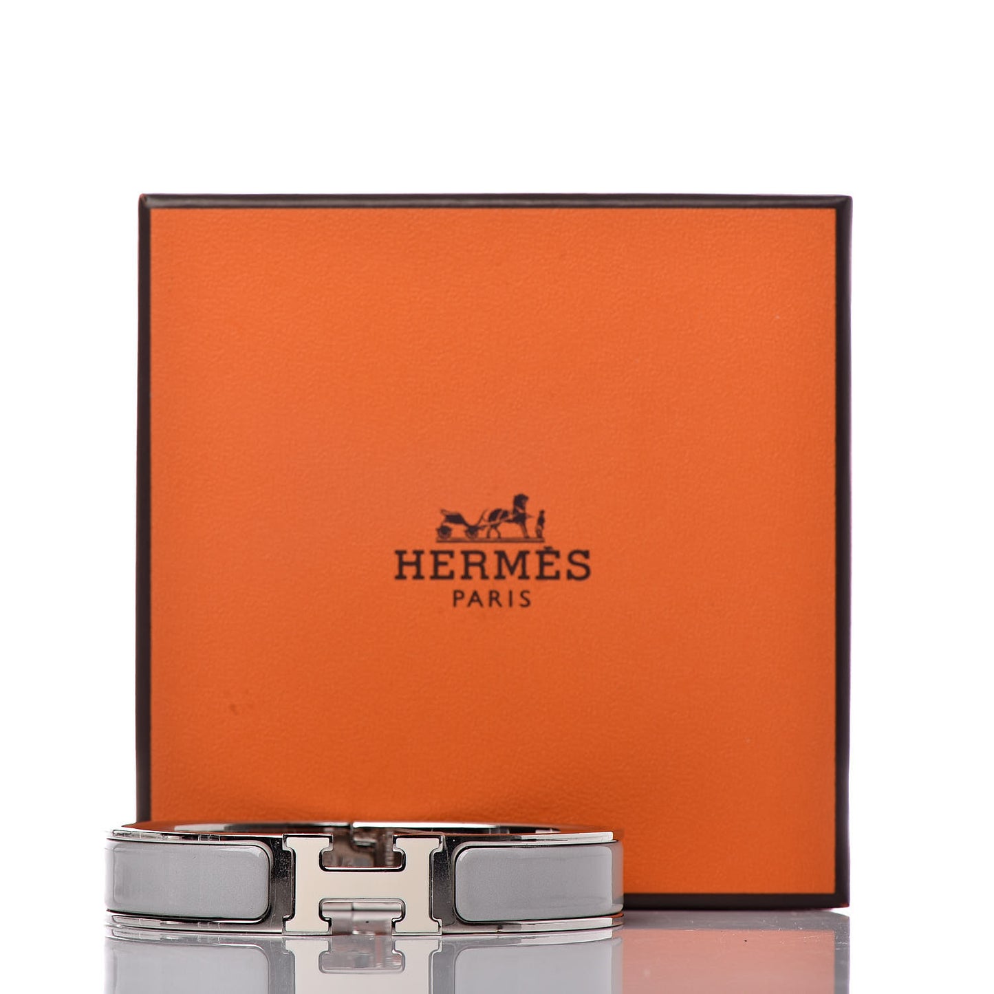 Enamel Narrow Clic Clac H Bracelet PM Blanc Gris Clair