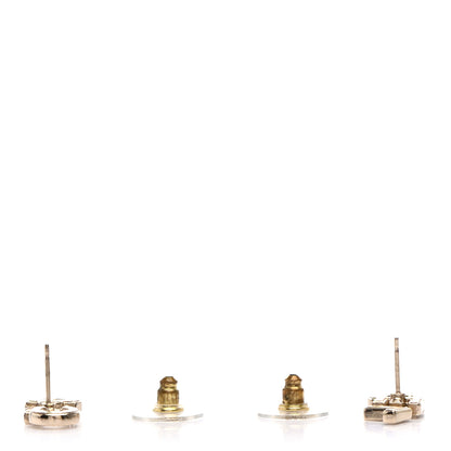 Chanel Crystal Pearl Signature Stud Earrings Gold 3 of 4