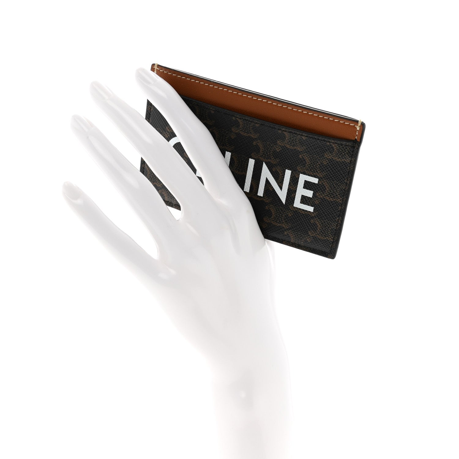 Celine Triomphe Canvas Card Holder Tan 2 of 7