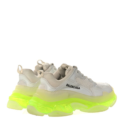 Balenciaga Fabric Mesh Clear Sole Fluo Womens Triple S Sneakers 38 White Fluo Yellow 4 of 7